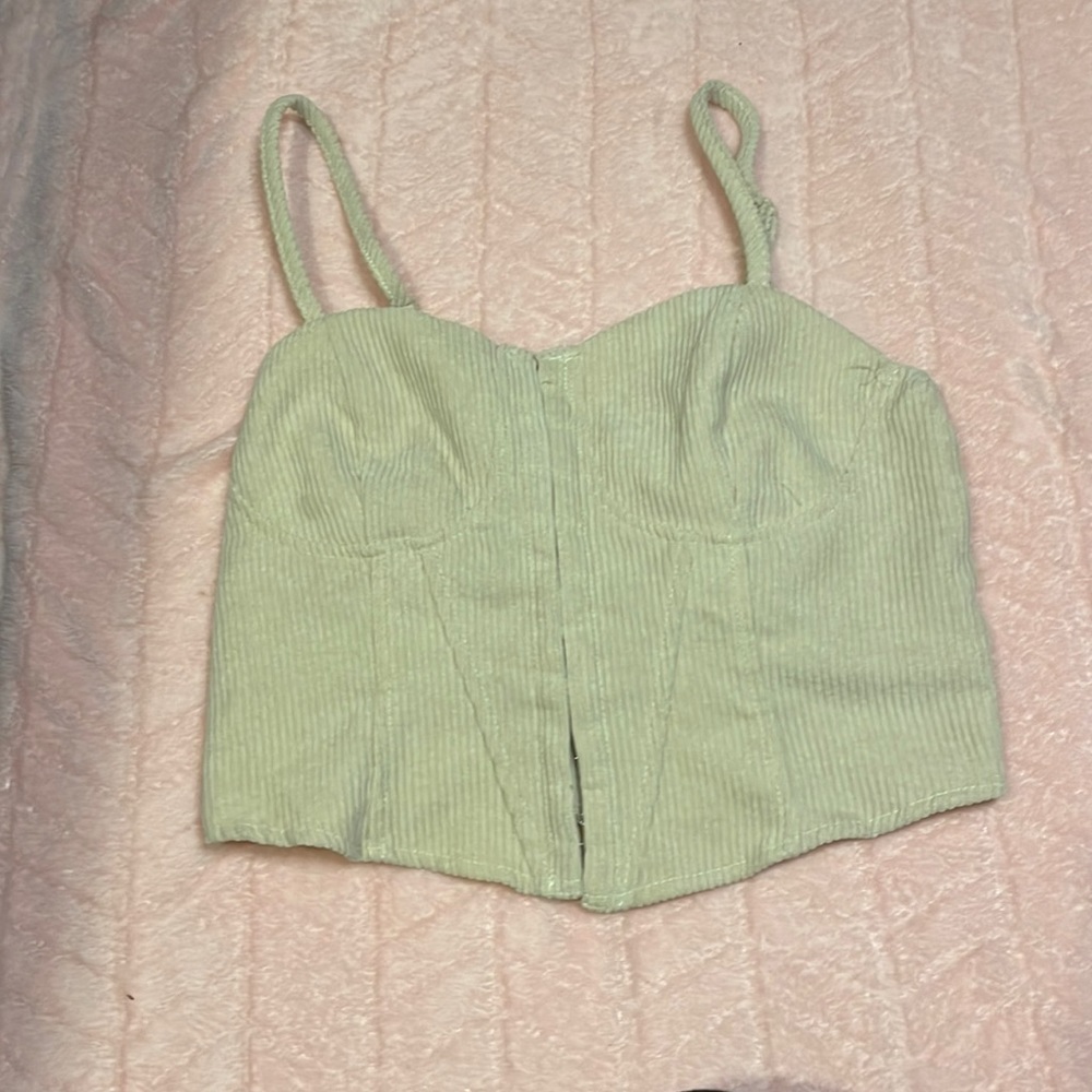 Shein Tan Suede Ribbed Hook&Eye Corset Ceoptop Small